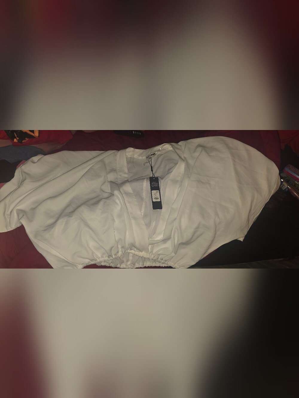 Fashion Nova White Plunging V Top